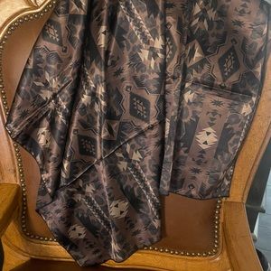 Crazy Train Geometric Pattern Scarf - Black and Brown